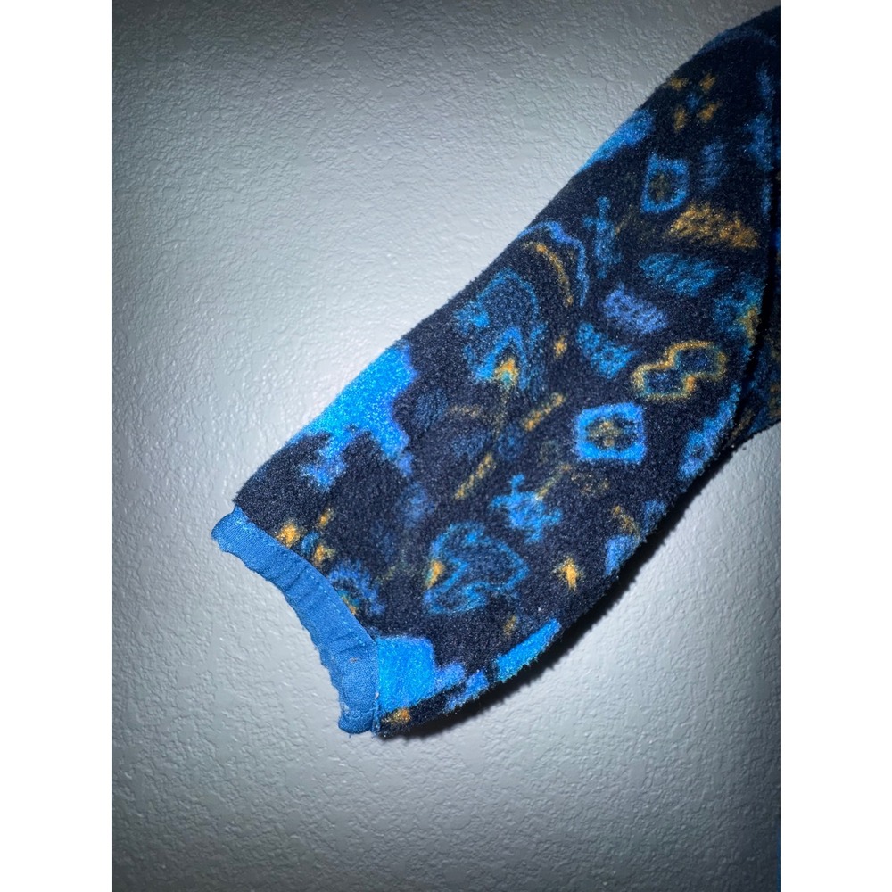 Columbia Infant Fleece Bunting Blue Bear Wolf Aztec Print Hooded Romper 6-12M - Picture 3 of 7